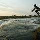 Back in 2004: A Zambian man jumps into a pool at the edge of the 110 metre high main falls of the Victoria Falls on the Zambezi River